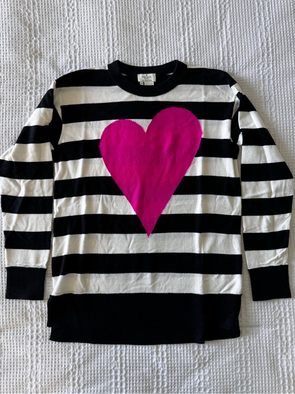 Kate Spade Heart Stripe Intarsia Knit Sweater XS